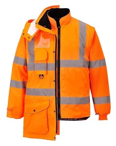 แจ็กเก็ตขนแกะสะท้อนแสง Hi VIS สำหรับฤดูหนาวซิปปกคอตั้งกันน้ำปรับแต่งโลโก้ได้ - Product Image 2