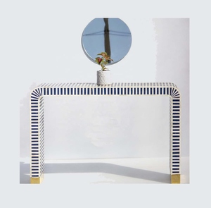 Table console en incrustation d'os artisanale Table d'entrée de luxe de designer pour salon couloir et décoration intérieure Meubles - Product Image 5