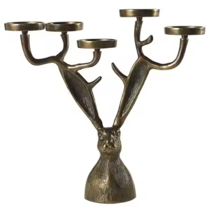 Chandelier en métal vintage pour la décoration de la maison, bougeoir fait main, décoration miniature pour fête, événement, mariage - Product Image 1