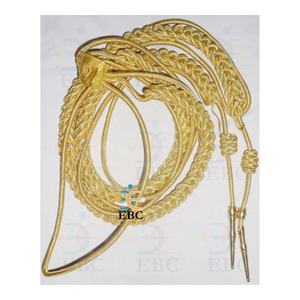 Vente en gros OEM Aiguillette dorée en fil métallique tressé pour cérémonie, équipement uniforme de défense personnelle en alliage plaqué - Product Image 1