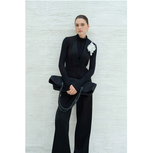 Trajes de Mujer al por Mayor, Blazers de Moda, Nuevo Estilo HAMERI, Chaleco con Solapa, Sin Mangas, Elegante, Tejido Elástico Brillante, Blazers para Mujer - Product Image 1