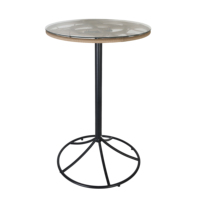 Ensemble de table d'extérieur avec chaises de bar en corde tressée et table haute avec plateau en verre et coussins pour balcon