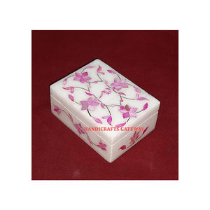 Hermosa artesanía de alta calidad hecha a mano concha de mar Natural Rosa madre de perla incrustaciones de mármol cajas de joyería con Festival Eid - Product Image 1