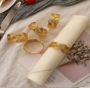 Ronds de serviette à nœud doré, design minimaliste moderne, élégance simple, décor de table épuré, banquet, disponible au prix de gros. - Product Image 4