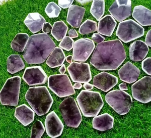 100% Natural High Quality Hand-Polished <b>Amethyst</b> Slice Cabochon Premium Loose Gemstones for Jewelry Making Fancy Shape - Product Image 3