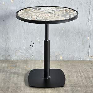 CFD68165 Restaurant <b>Table</b> <b>Round</b> Glass Top with Square Base Elegant and Stylish for Dining Areas - Product Image 2