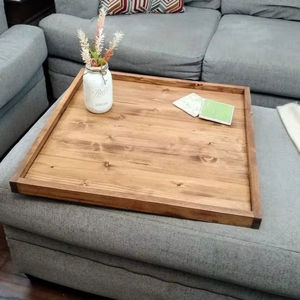 ถาดไม้เสิร์ฟอาหารทรงสี่เหลี่ยมผืนผ้าทำจากไม้ธรรมชาติขนาดมาตรฐานสำหรับบ้านและงานแต่งงานงานแฮนด์เมด - Product Image 1