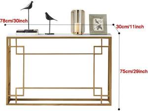 Mesa consola de metal hecha a mano de diseño indio con acabado Dorado de la mejor calidad superior de mármol para pasillo de entrada - Product Image 2