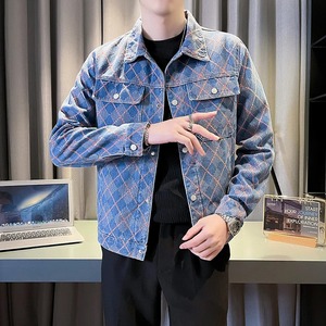 Nuevas Chaquetas vaqueras a cuadros coreanas para hombre, abrigos informales para primavera y otoño, ropa de calle con solapa a la moda para hombre, Tops sociales, ropa para hombre - Product Image 4