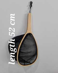 Vente en gros Filet de pêche à la truite Filet de pêche à la mouche Cadre en bois Filet d'atterrissage de poisson avec maille en caoutchouc souple transparent - Product Image 1