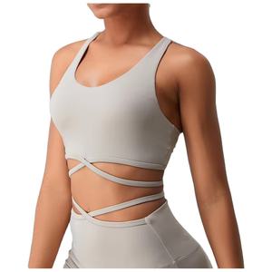 Soutien-gorge de sport haute performance pour femme, très élastique, pour yoga, fitness, gym, entraînement, couleur unie, avec logo personnalisé - Product Image 5