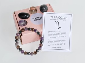 Nouvel Arrivage Kit de Cristaux Naturels du Zodiaque CAPRICORNE, Qualité Guérison, Pierre de Naissance, Pierres Roulées, Carte de Pierres, Perles, Bracelet - Product Image 6