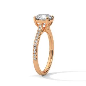 Bague de fiançailles en diamant de laboratoire rond, 2 carats, clarté VVS, diamants de laboratoire centraux et latéraux, or massif 14K/18K, rose, jaune ou blanc - Product Image 4