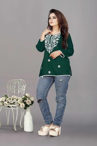 Broderie à la main prête à porter, couleurs vives, pour tous les jours/les fêtes, mode pakistanaise, soie georgette, travail Lakhnawi, viscose rayonne, ethnique - Product Image 6