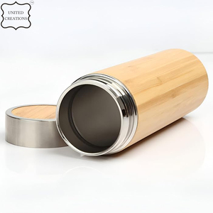 Bouteille d'eau en bambou isolée à double paroi écologique de 500ml en acier inoxydable avec couvercle en bambou Infuseur à thé - Product Image 2