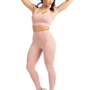Ensemble de yoga pour femmes : soutien-gorge et leggings, motif uni, taille haute, respirant, sans couture, 2 pièces, vêtements de sport, logo personnalisé, vente en gros - Product Image 5