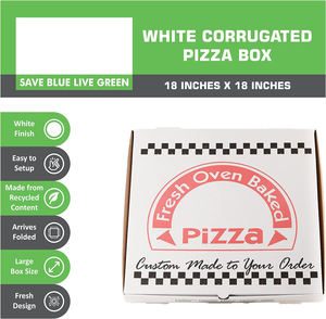 Cajas de pizza de cartón corrugado blanco, 18x18 pulgadas, cerradura recubierta de arcilla, contenedores para llevar en la esquina, caja de pizza perfecta Kraft Fresh - Product Image 3
