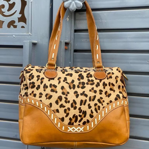 Bolso Tote de piel de vaca con estampado de leopardo y pelo de alta calidad ODM OEM, fabricante de bolsos de hombro de cuero genuino para compras - Product Image 3