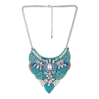 Nouveau Collier Ras-du-Cou Ethnique Fait Main Perlé pour Femme, Perles de Rocaille Bleu Ciel, Cadeau Anniversaire Mariage, Nouvelle Arrivée, Vente en Gros Emotion