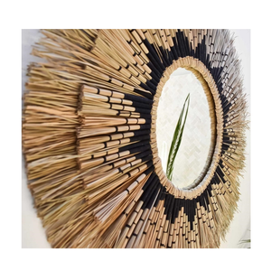 Miroir solaire noir miroir en jonc de mer naturelle décor mural de Style Boho prix de gros - Product Image 1