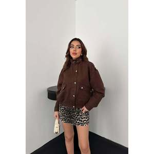 Veste courte à col montant marron - Marron - Product Image 1
