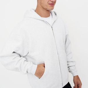 Sweat à capuche zippé surdimensionné Logo personnalisé Unisexe Sweats à capuche épais et lourds en coton de haute qualité pour hommes - Product Image 2