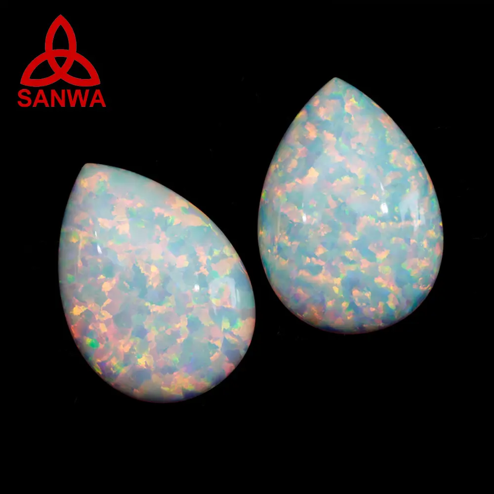 Bello Opal lab grown opal Direct Factory in Cabochon a forma di pera per gioielli in argento in 92 colori