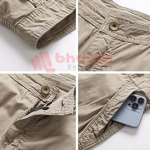 Pantalones cortos Cargo de algodón personalizables de alta calidad para hombre, cintura elástica media, patrón sólido, exterior, informal, secado rápido, logotipo digital personalizado - Product Image 4