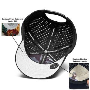 Casquette de baseball imperméable Performance à 6 panneaux avec logo personnalisé noir découpé au laser perforé Gorras Beisbol pour hommes femmes 100% polyester - Product Image 5