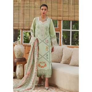 Ensemble de costume pour femme Crimson, chemise brodée Chikanari en 3 pièces avec dupatta imprimé en mousseline et pantalon brodé - BIC-4748 - Product Image 1