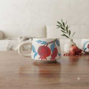 Taza de Café de Cerámica Mediterránea con Relieve Floral Turco 3D Personalizada al por Mayor, Hecha a Mano y Pintada a Mano, con Cuchara, Regalo Turístico de Viaje - Product Image 2