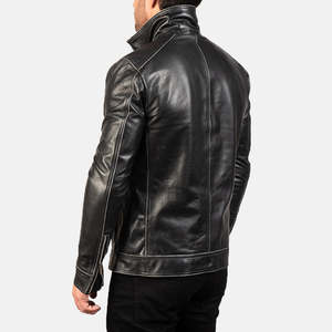 Chaqueta de invierno para hombre de diseño superior con cuello levantado manga completa 100% cuero de alta calidad personalizable precio razonable - Product Image 3