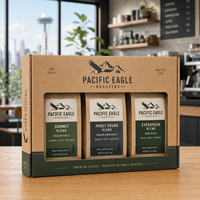Coffret cadeau de café personnalisé AT PACK avec fenêtre, sachets de café, emballage haut de gamme pour torréfacteur, promotion de la marque de café spécialisé