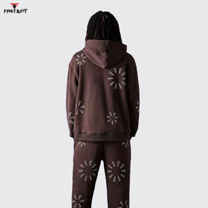 Respirant grande taille survêtement 2 pièces ensemble à capuche ensembles nouveau Design grande taille Sport de plein air hommes imprimé survêtement - Product Image 5