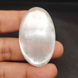 Moroccan Natural White Selenite Worrystone Cabachone New Age Metaphysical <b>Healing</b> <b>Crystals</b> Gemstone India Loose Cabochon - Product Image 1