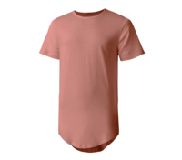 Özel Logo erkekler Longline bırak kesim tişörtleri hafif Modern Fit 240gsm kısa kollu Tee