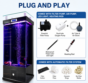 <span class=keywords><strong>Acquario</strong></span> Personalizzato Alto Grande Vetro Ultra Trasparente Con Filtro Luce LED Pompa Asta Riscaldante Casa Ufficio - Product Image 2