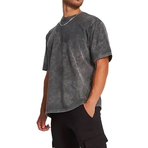 T-shirt délavé à l'acide couleur unie, meilleur design, faible MOQ, 100% coton, couleur personnalisée, pour homme, service OEM 2026 - Product Image 4