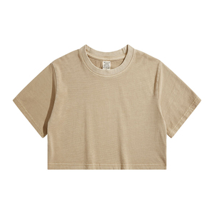 2024 verano 100% algodón poliéster Camiseta larga Mujer Color sólido suave mujer Camisetas Casual de gran tamaño crop top camisetas - Product Image 2