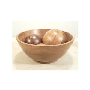 Tazón de madera de Acacia antigua con acabado liso de diseño moderno para servir comida para ensalada, arroz, sopa, arroz, comida, tazón de comida para servir - Product Image 1