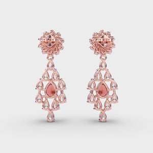 Vintage 925 argent cluster Style boucles d'oreilles indien vêtements occasionnels mariage fiançailles charme poire coupe rouge diamant Moissanite charme - Product Image 2
