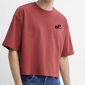 Camiseta Corta de Corte Cuadrado para Hombre con Diseño Moderno de Streetwear, Mangas Anchas, Estructura Relajada y Estilo Urbano a la Moda - Product Image 1