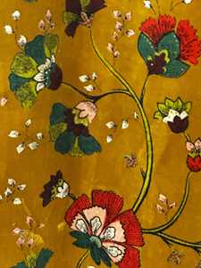 Cortina de Terciopelo de Algodón Estilo Vintage, Estampado Floral Dorado Mostaza, Terciopelo de Algodón de Lujo - Product Image 6