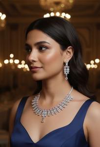 Top Selling Luxury <b>Blush</b> Royale Diamond Sparkle Necklace and Earrings Set for Special Occasions Available for Sale - Product Image 3