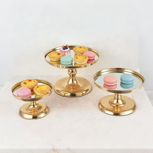 Plateau à gâteau en métal doré électro-plaqué, miroir, pour mariage, fête, anniversaire, 3 étages, support à cupcakes, à vendre - Product Image 5