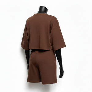 Conjunto corto de algodón y poliéster premium para mujer, con estampado gráfico, bordado y logo, 100% algodón, top corto y pantalones cortos. - Product Image 5