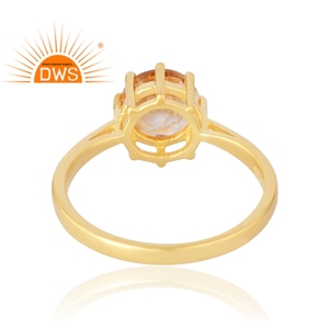 Anillo de piedras preciosas de citrino natural chapado en oro de 18 quilates de plata de ley 925, fabricante de joyería fina Demi - Product Image 2
