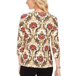 JM Collection Haut en jacquard imprimé style décontracté pour femme noir taille S - Product Image 2