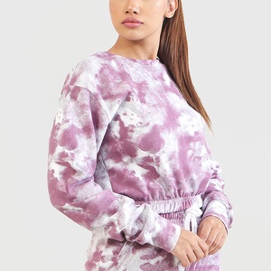 Sweat-shirt à col rond en coton biologique personnalisé avec logo 2025 pour femmes, style décontracté respirant, imprimé, épaules tombantes pour l'hiver - Product Image 2