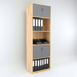 ตู้เก็บเอกสารไม้ธรรมชาติ ดีไซน์มินิมอล 5 ชั้น ขนาด 80x40x220 ซม. พร้อมช่องเก็บแผนที่แบบเคลื่อนย้ายได้ สำหรับโรงงาน-THS68058 - Product Image 1